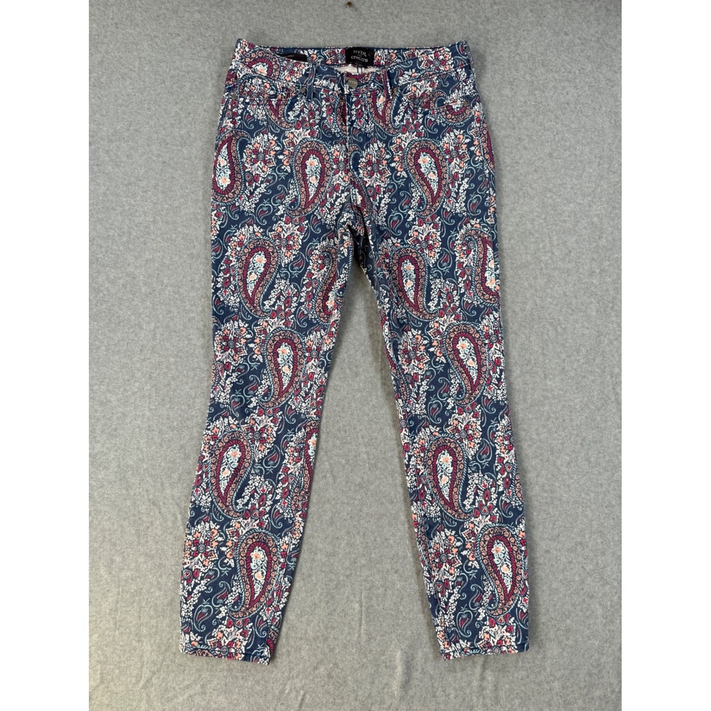 NYDJ 6 Skinny Pants Boho Paisley Cotton Blend Lift Tuck Technology